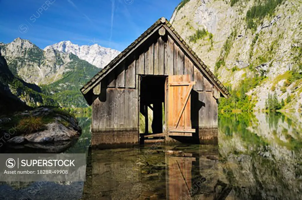 Boathouse, Bodensee, Berchtesgaden National Park, Bavaria, Germany   