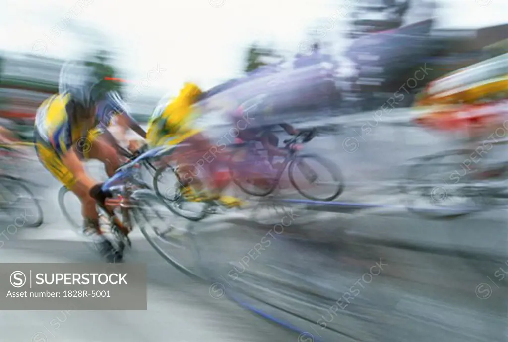 Blurred View of Bicycle Racing   