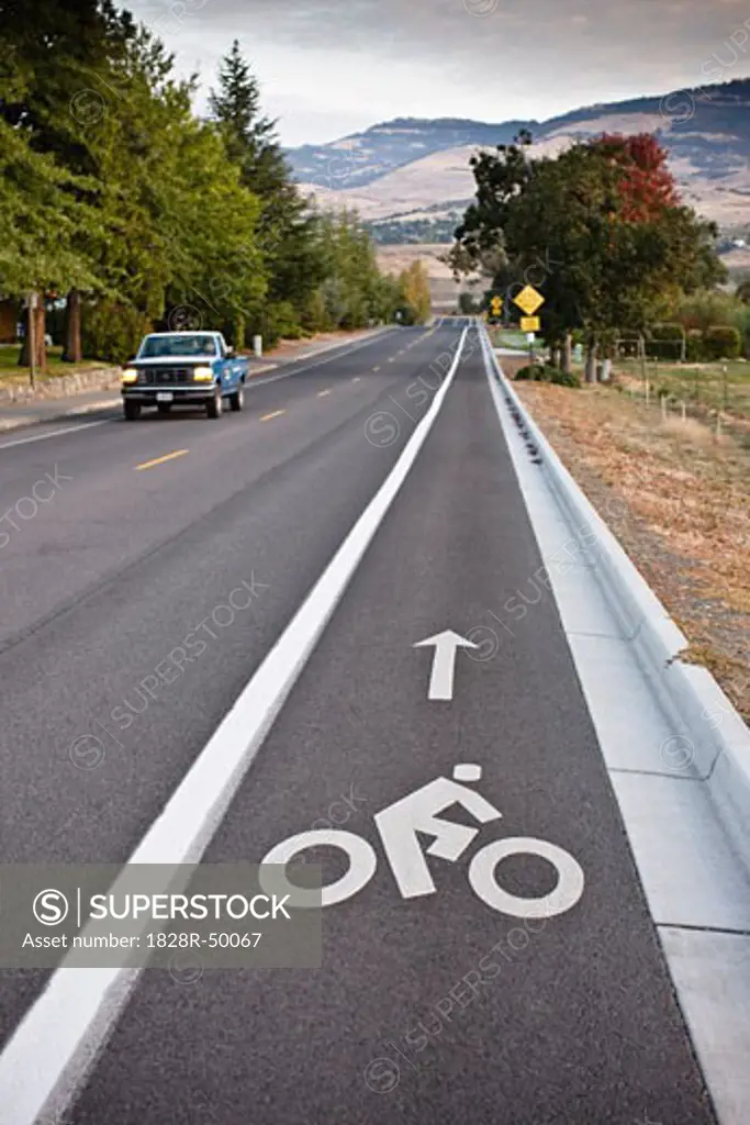Cycling Lane on Road, Ashland, Oregon, USA   