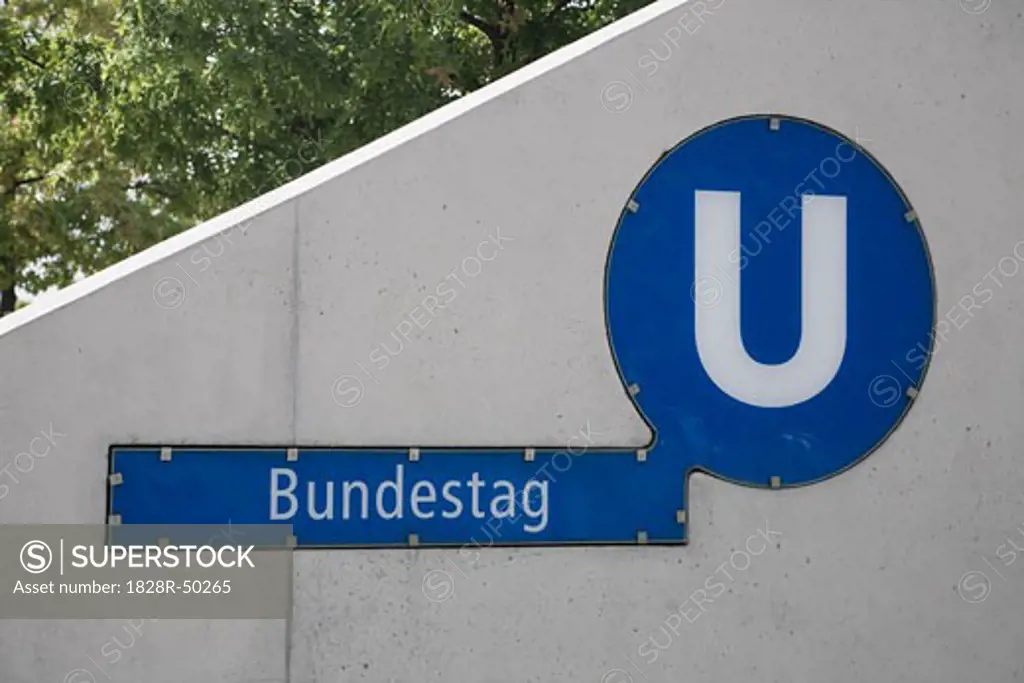 Sign for Bundestag Station, Berlin, Germany   