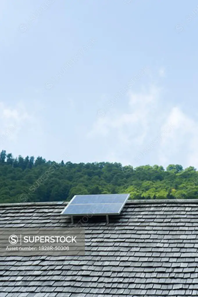 Solar Panel on Roof, Salzburger Land, Austria   