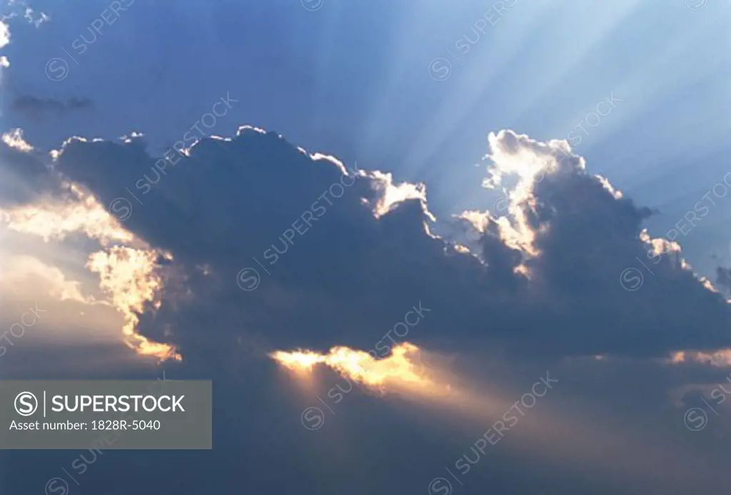 Sunrays through Clouds in Sky   