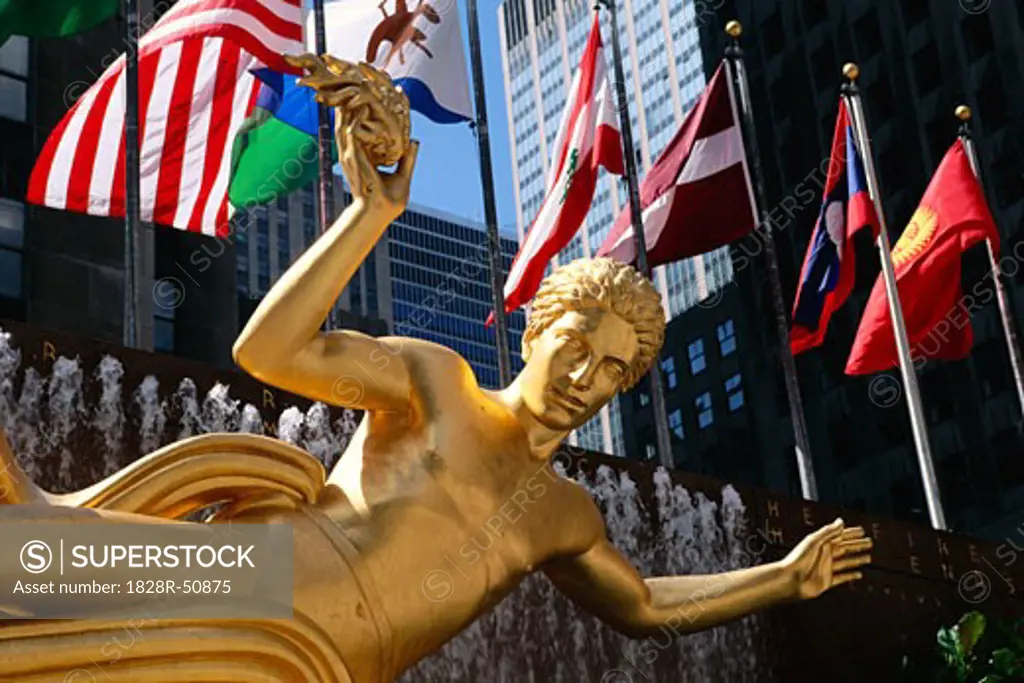 Statue of Prometheus, Rockefeller Center, New York, New York, USA   