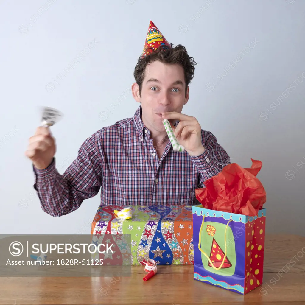 Portrait of Man Celebrating His Birthday   