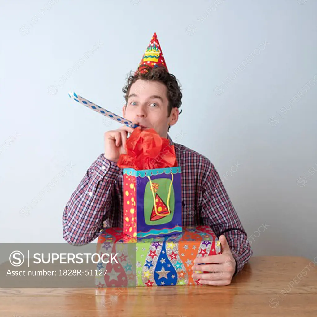 Portrait of Man Celebrating His Birthday   