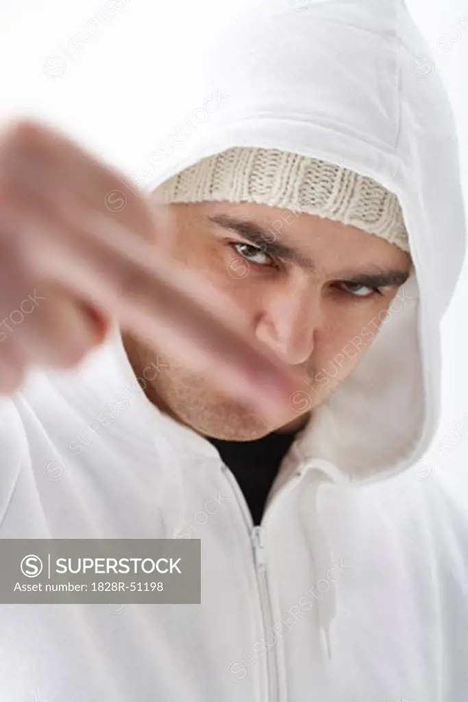 Portrait of Man Giving Middle Finger   
