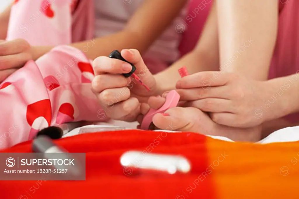 Girl's Painting Toe Nails   
