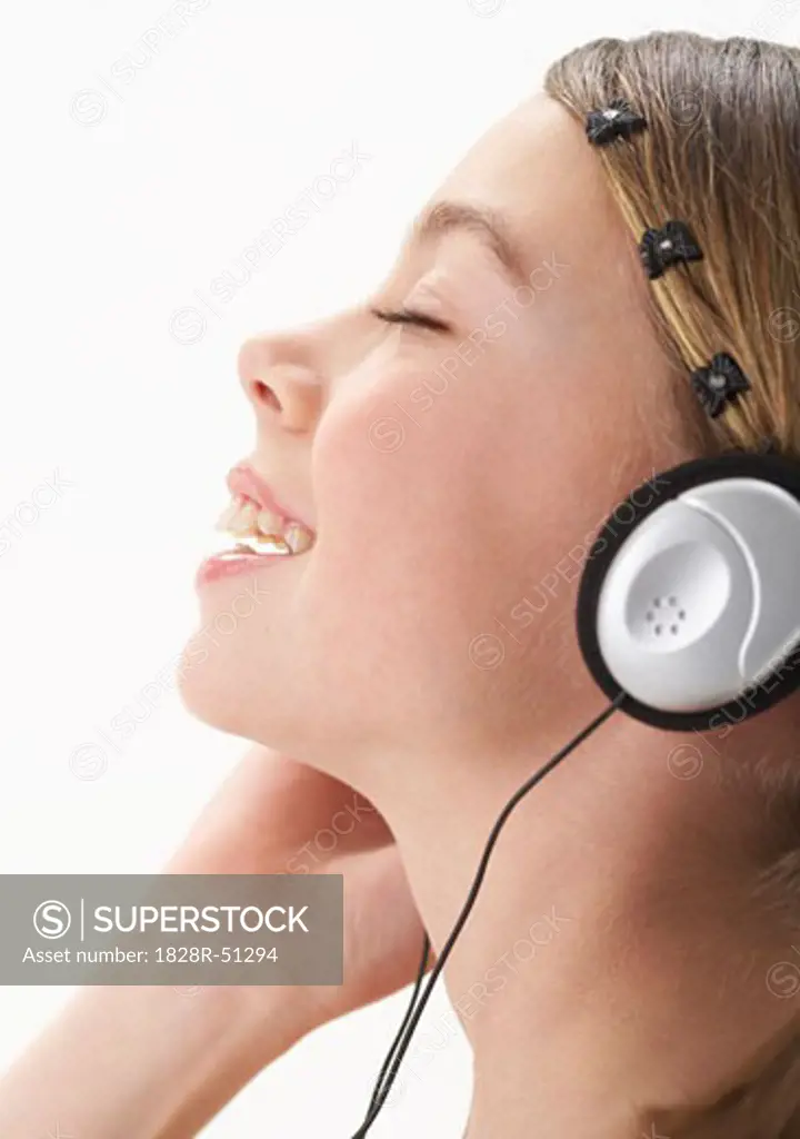 Girl Wearing Headphones   