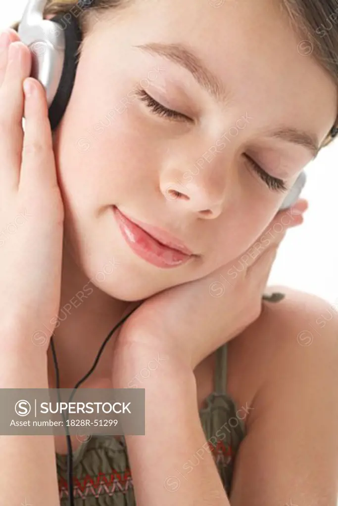 Girl Wearing Headphones   