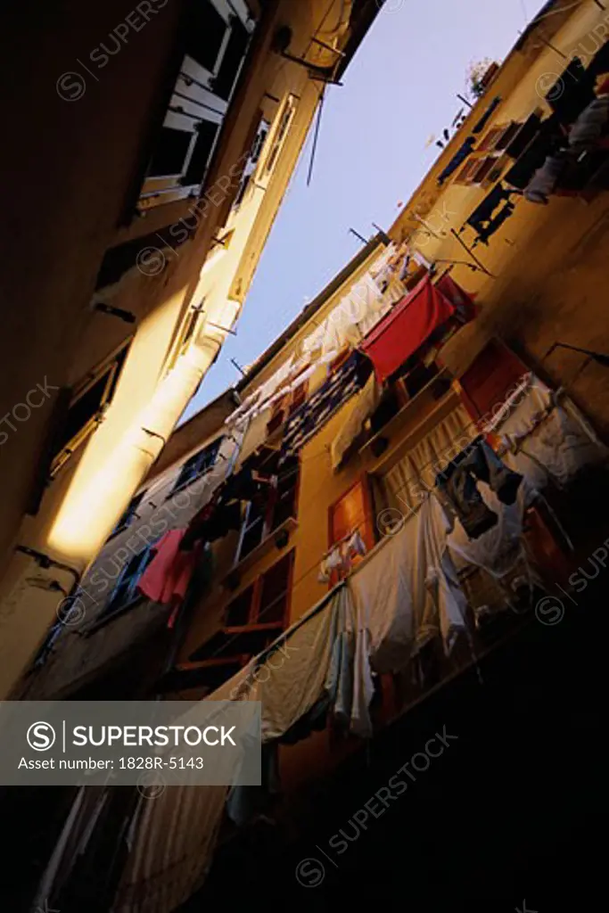 Looking Up at Apartments, Vernazza, Cinque Terre, Italy   