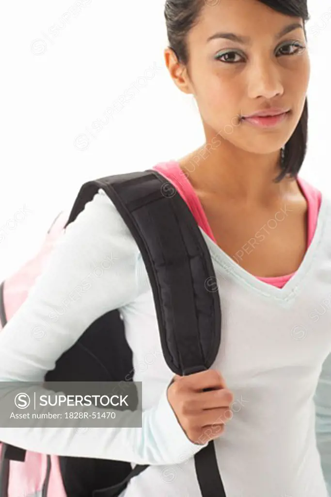 Portrait of Girl Wearing Backpack   