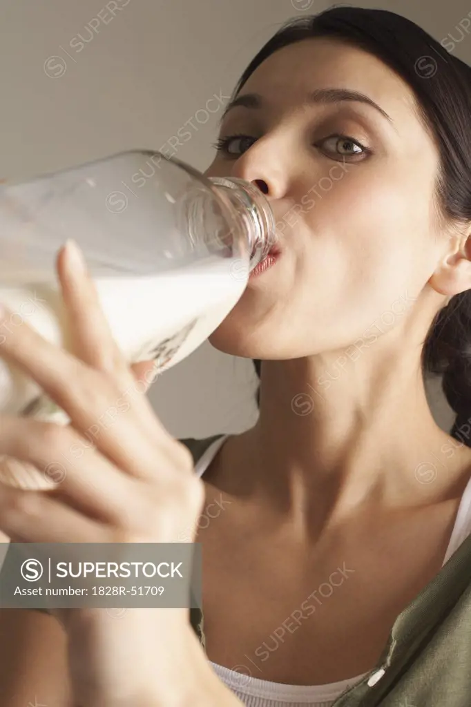 Woman Drinking Milk   