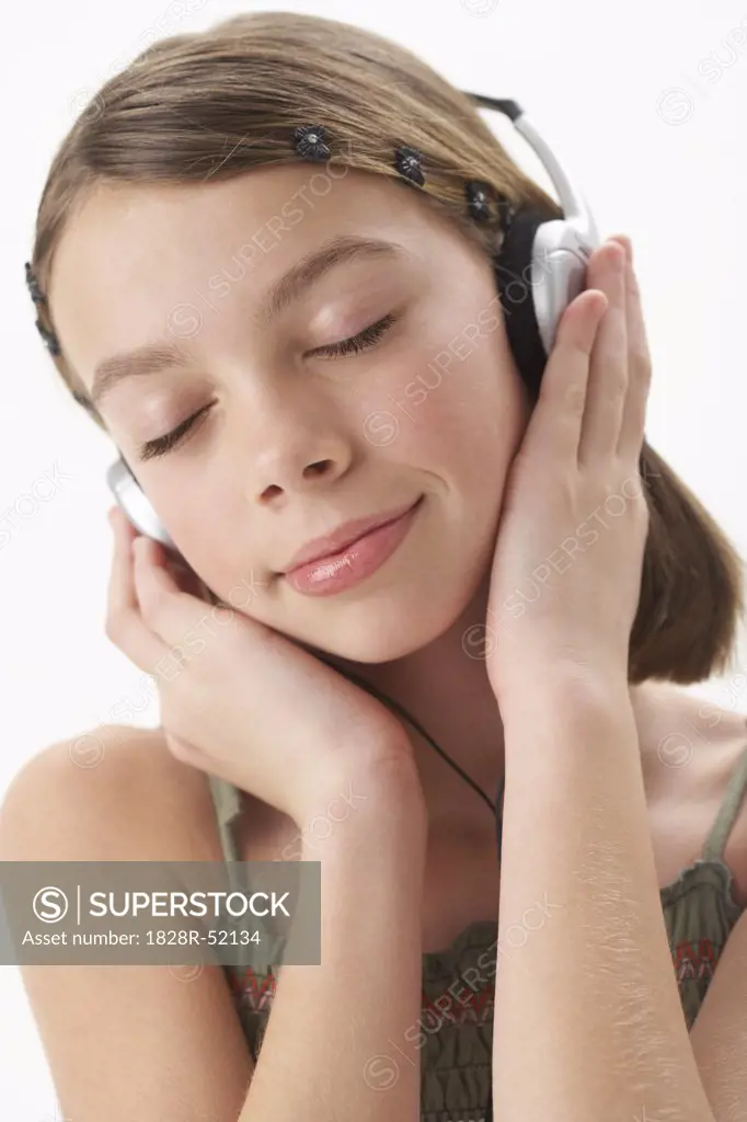 Girl Listening to Headphones   