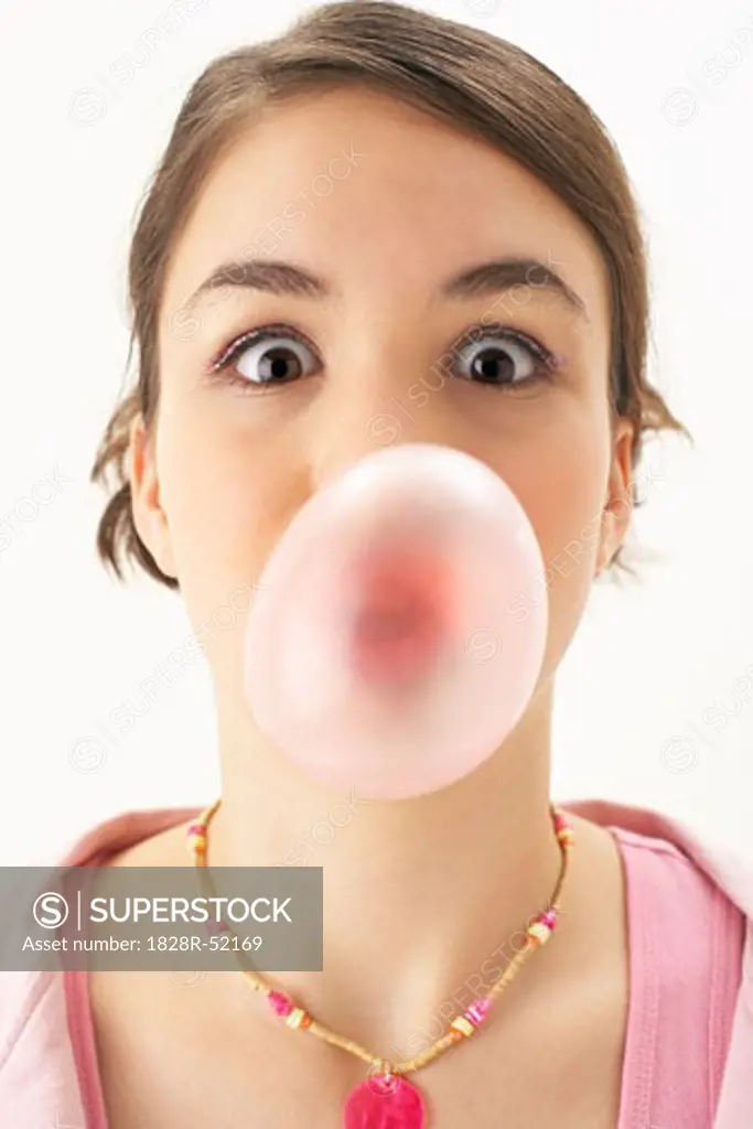 Girl Blowing Bubble   