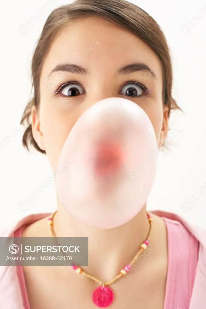 Girl Blowing Bubble   
