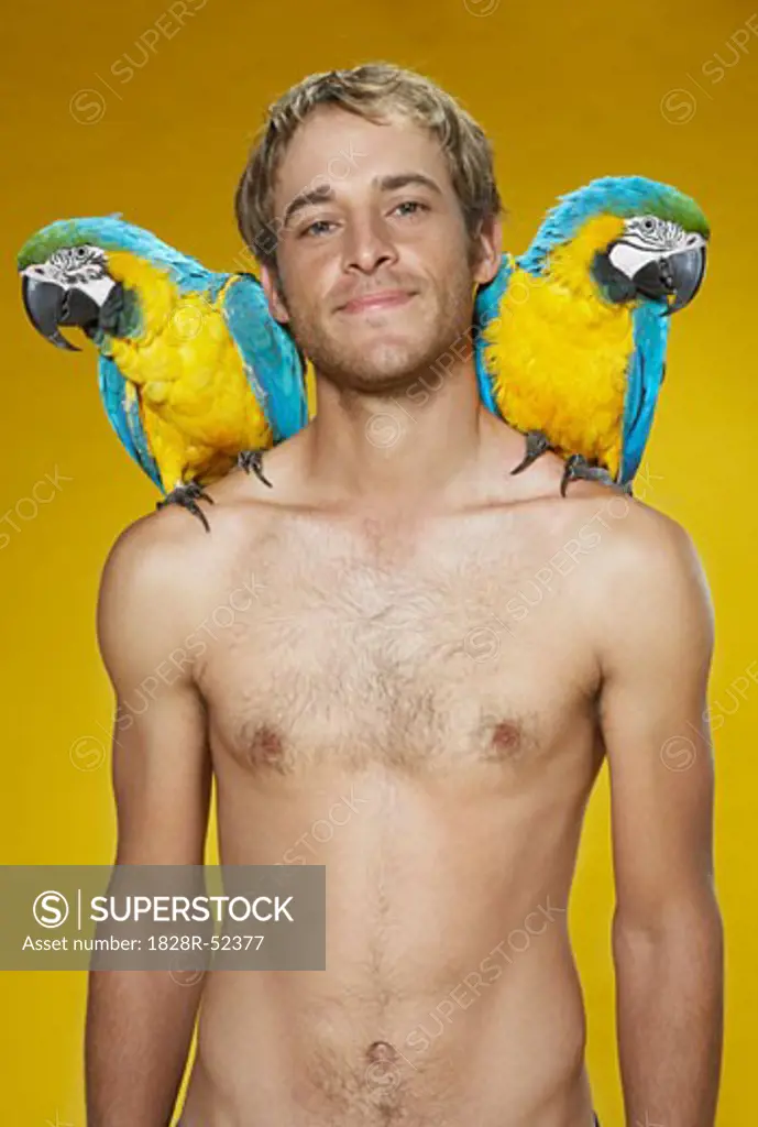 Portrait of Man with Parrots   