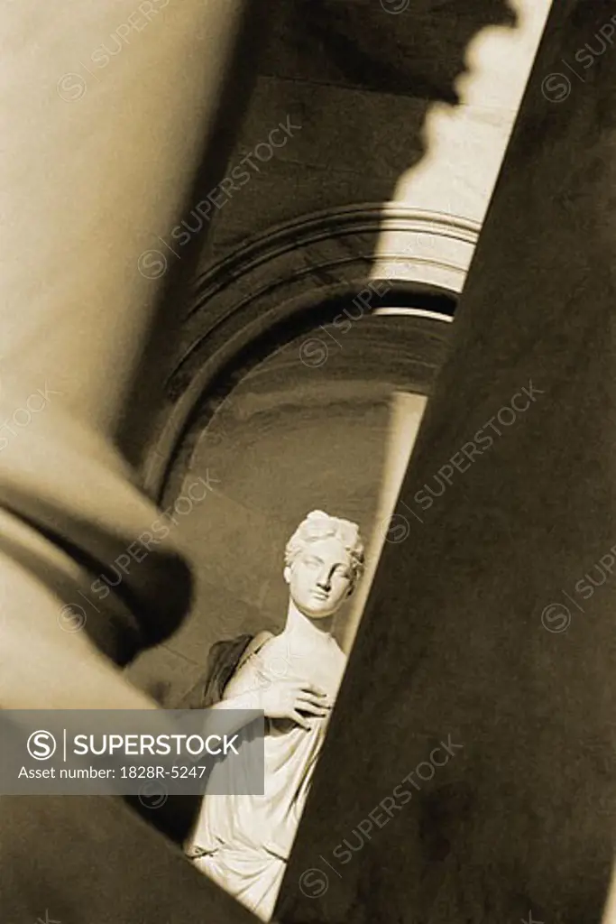 Statue and Pillars in Capitol Building, Washington, D.C., USA   