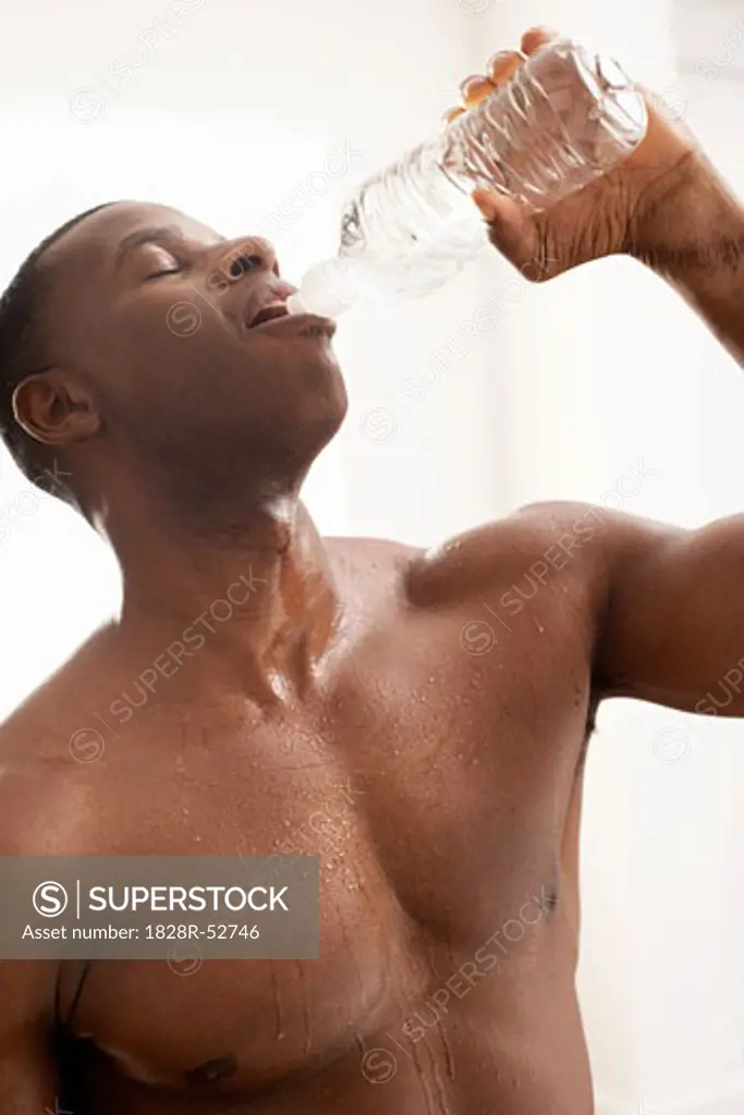 Portrait of Man Drinking Water   