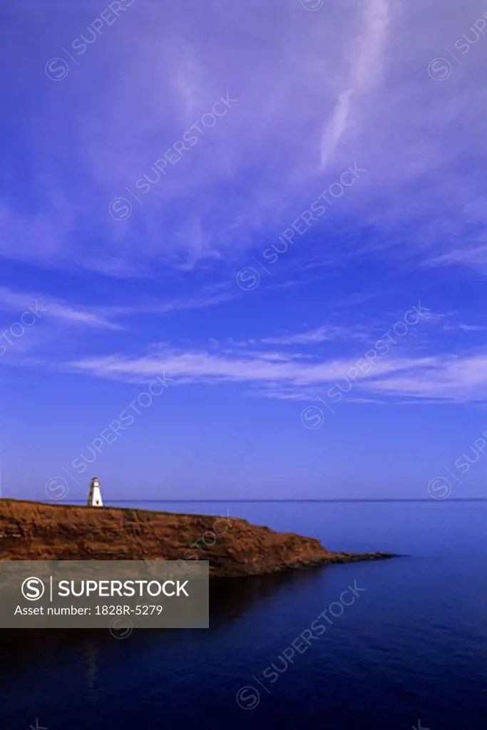 Cape Tryon Lighthouse and Gulf Of St. Lawrence, Cape Tryon, Prince Edward Island, Canada   