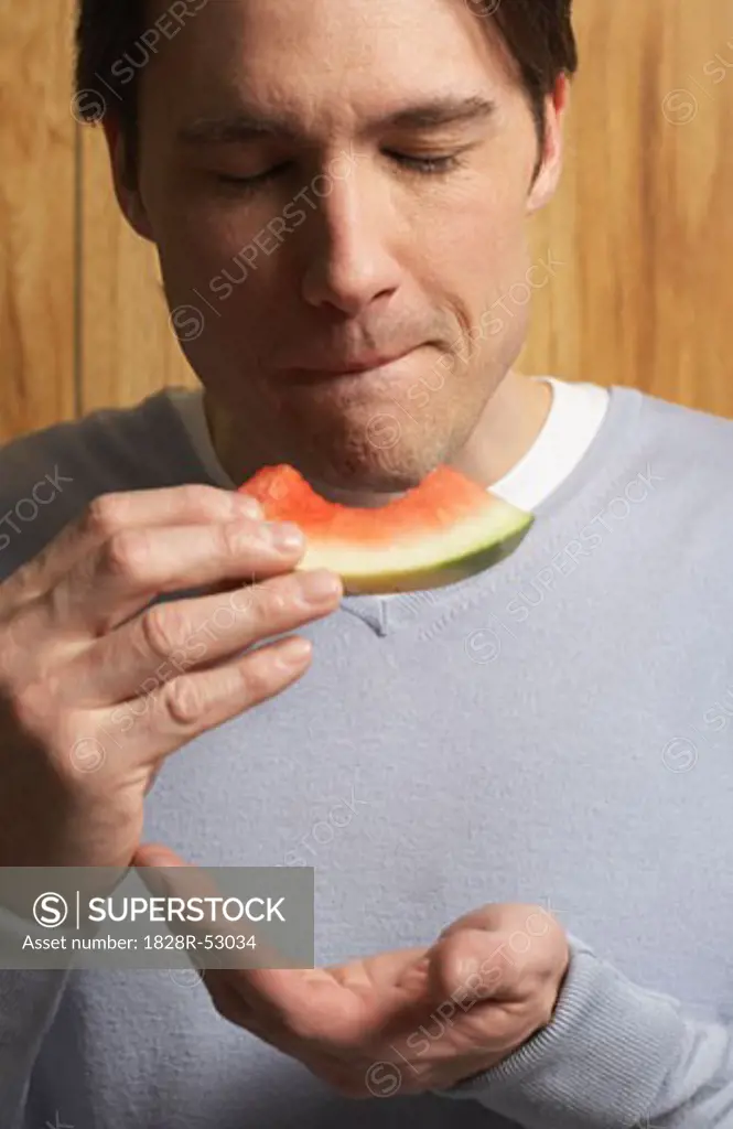 Man Eating Watermelon   