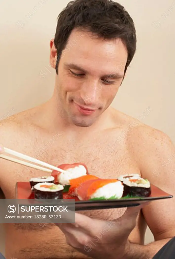 Man Eating Sushi   