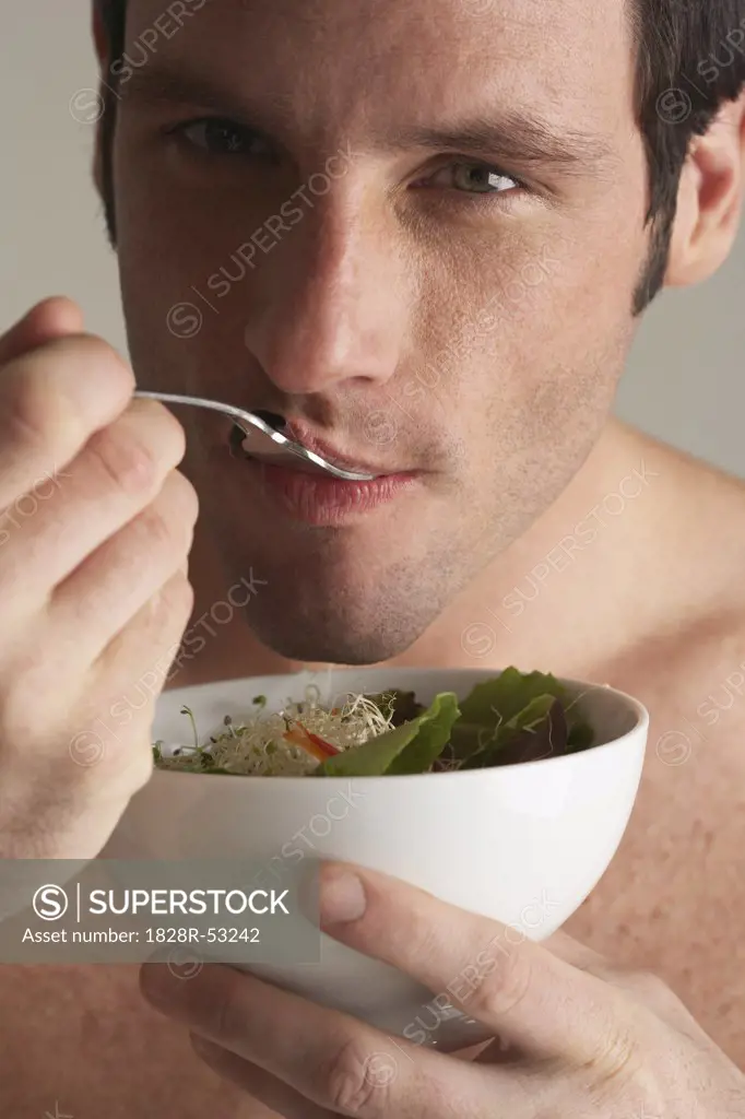 Man Eating Salad   