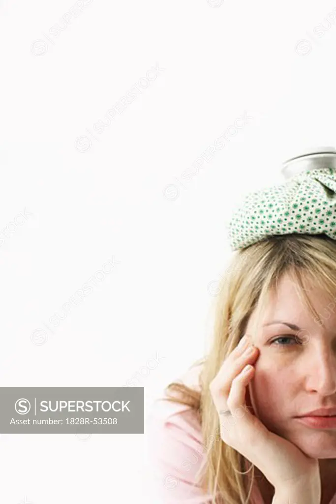 Woman with Ice Pack on Head   