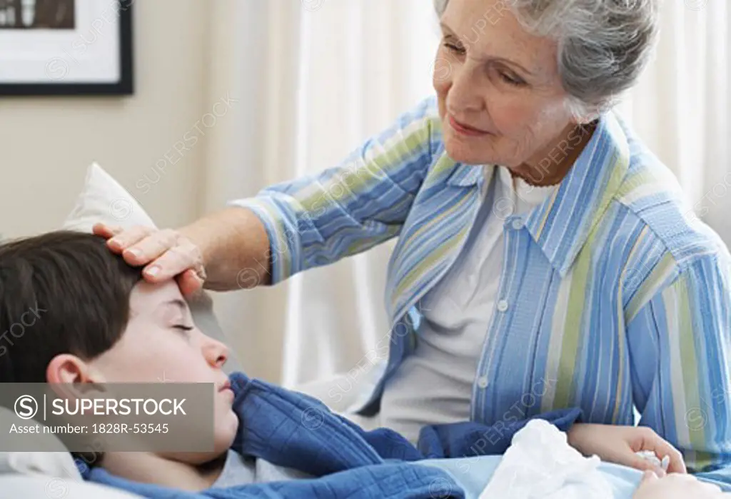 Grandmother Caring for Sick Grandson   