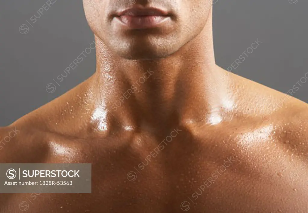 Close-up of Man's Collarbone   
