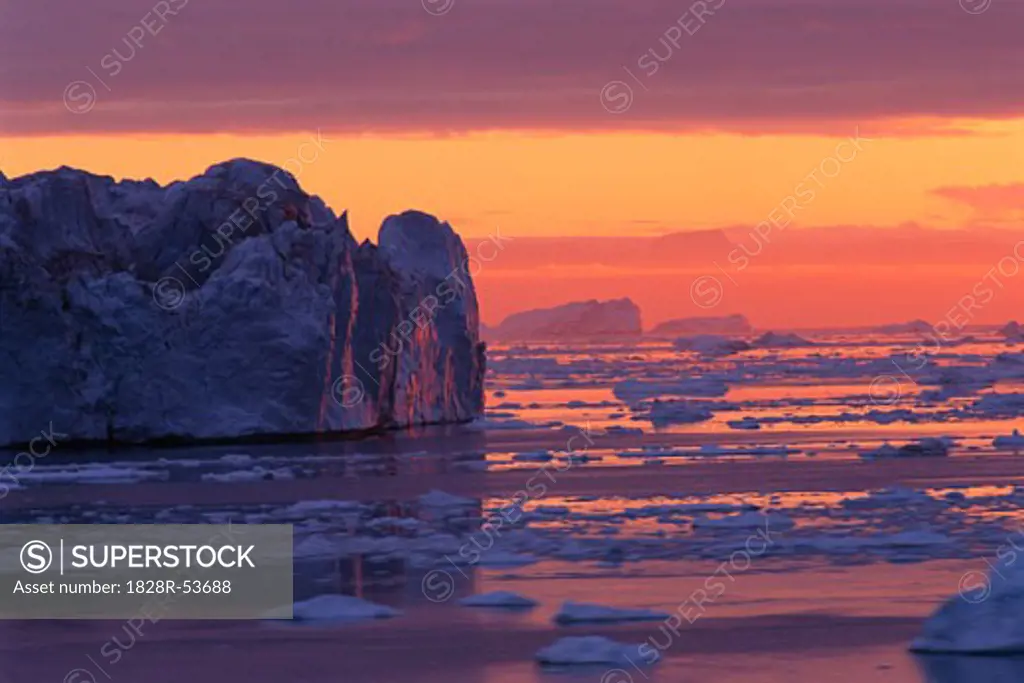 Icebergs in Disko Bay, Greenland   