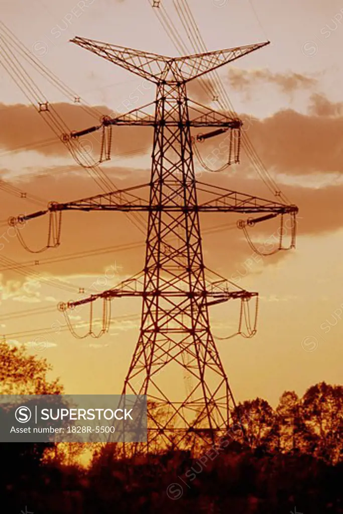 Electrical Tower at Sunset   