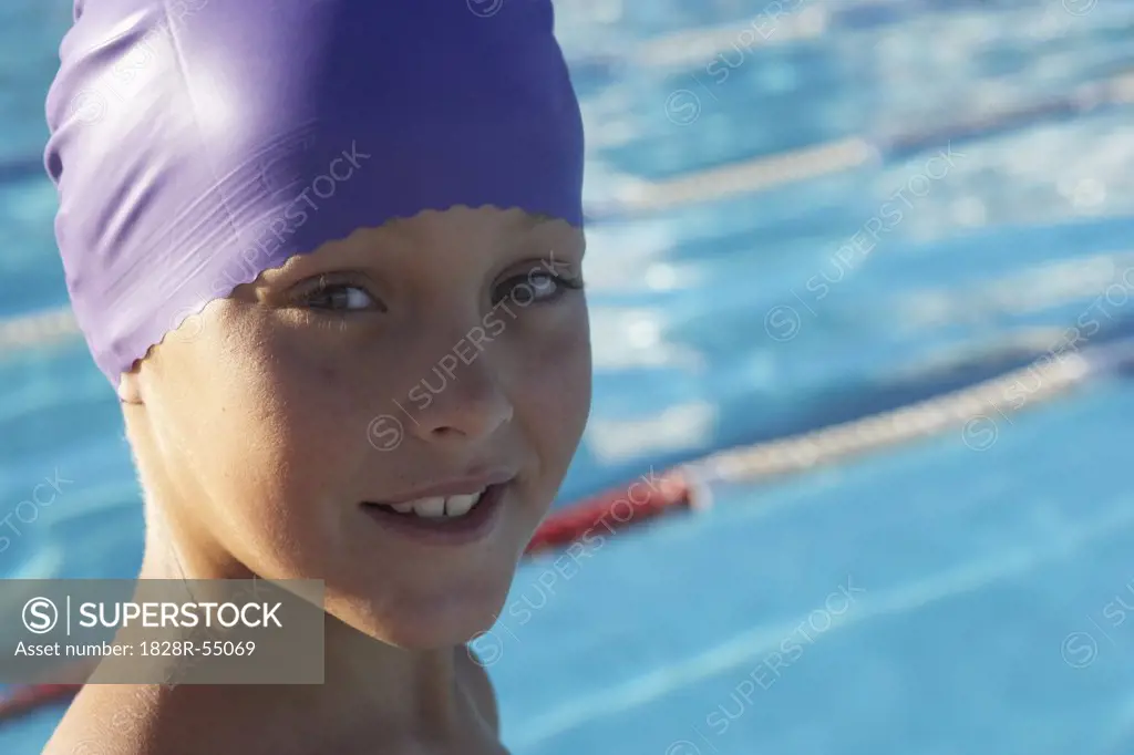 Portrait of Boy by Swimming Pool   
