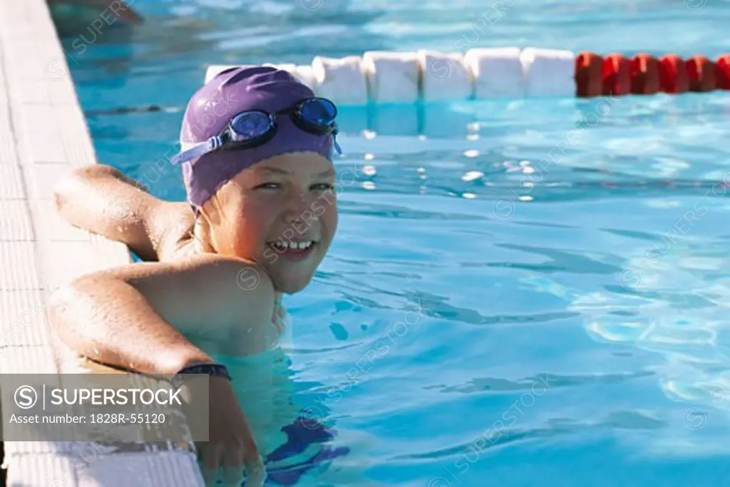 Portrait of Boy in Swimming Pool   