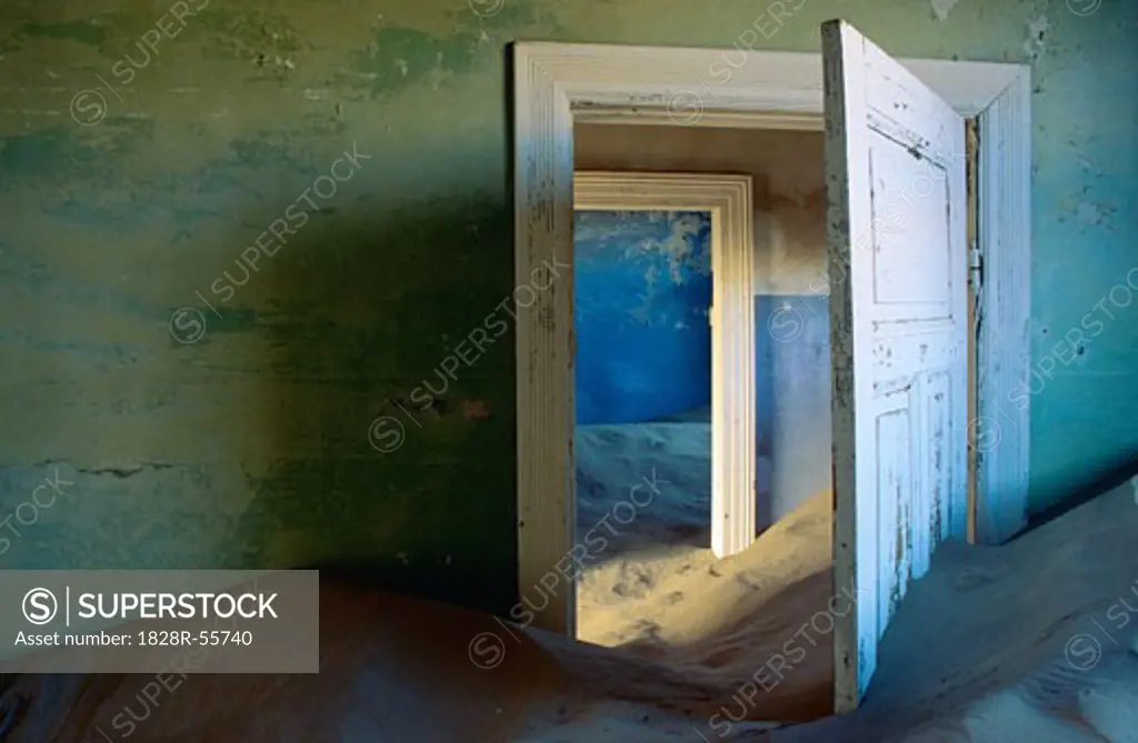 Interior of Abandoned Building, Kolmanskop Ghost Town, Namibia   