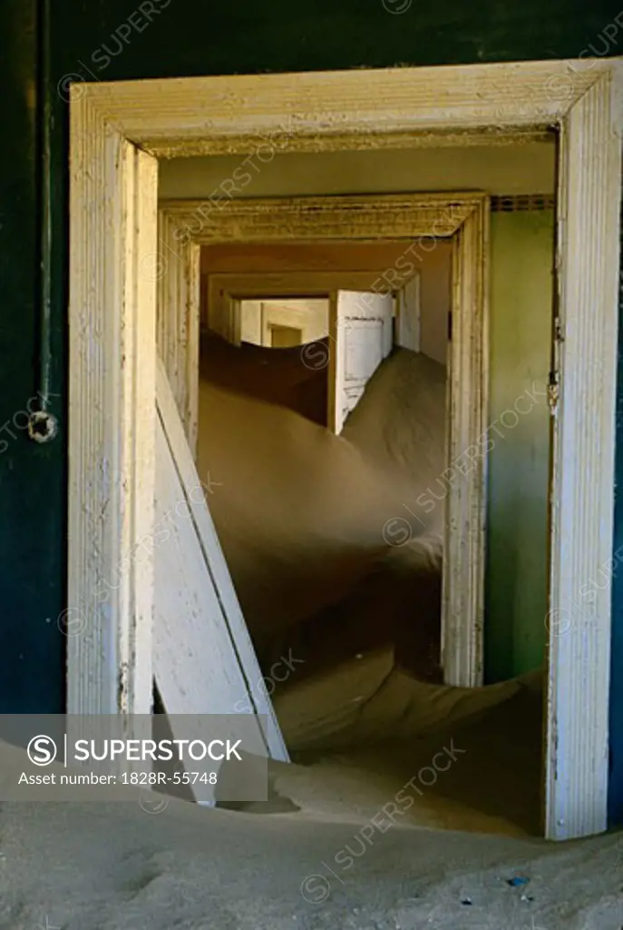 Interior of Abandoned Building, Kolmanskop Ghost Town, Namibia   