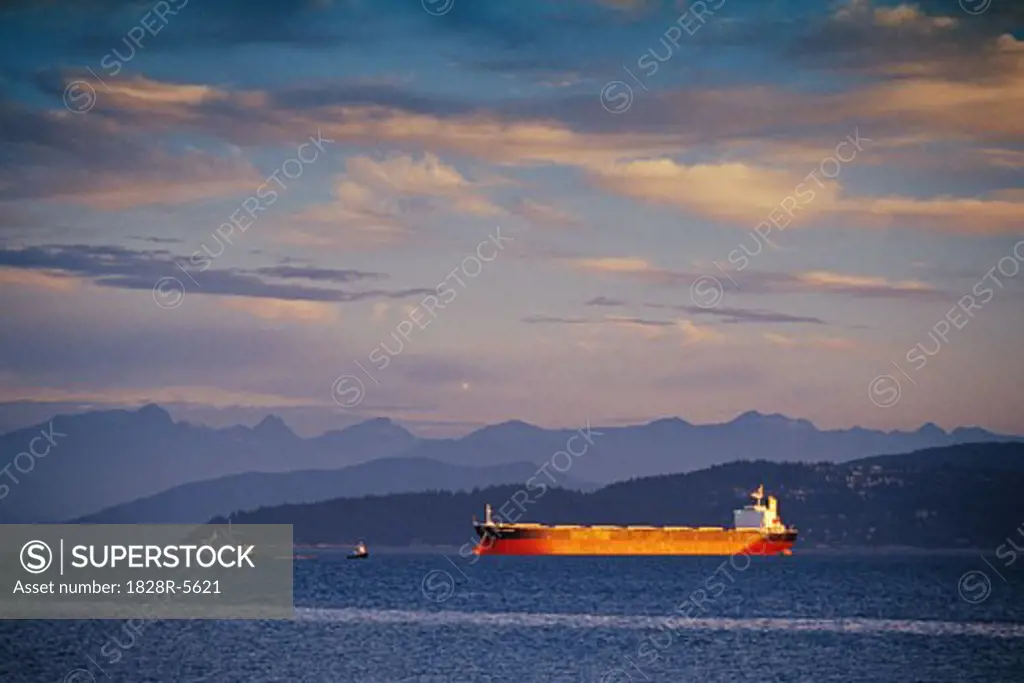 Ship on Water near Harbor, Vancouver, British Columbia, Canada   
