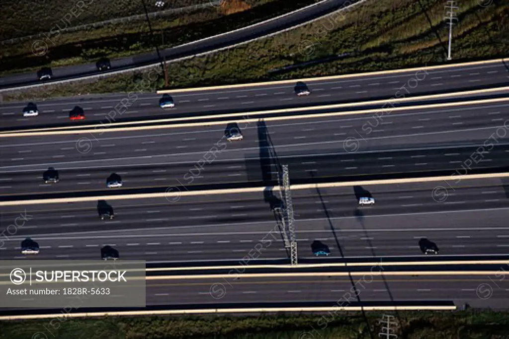 Aerial View of Highway, Highways 407 and 400, Ontario, Canada   