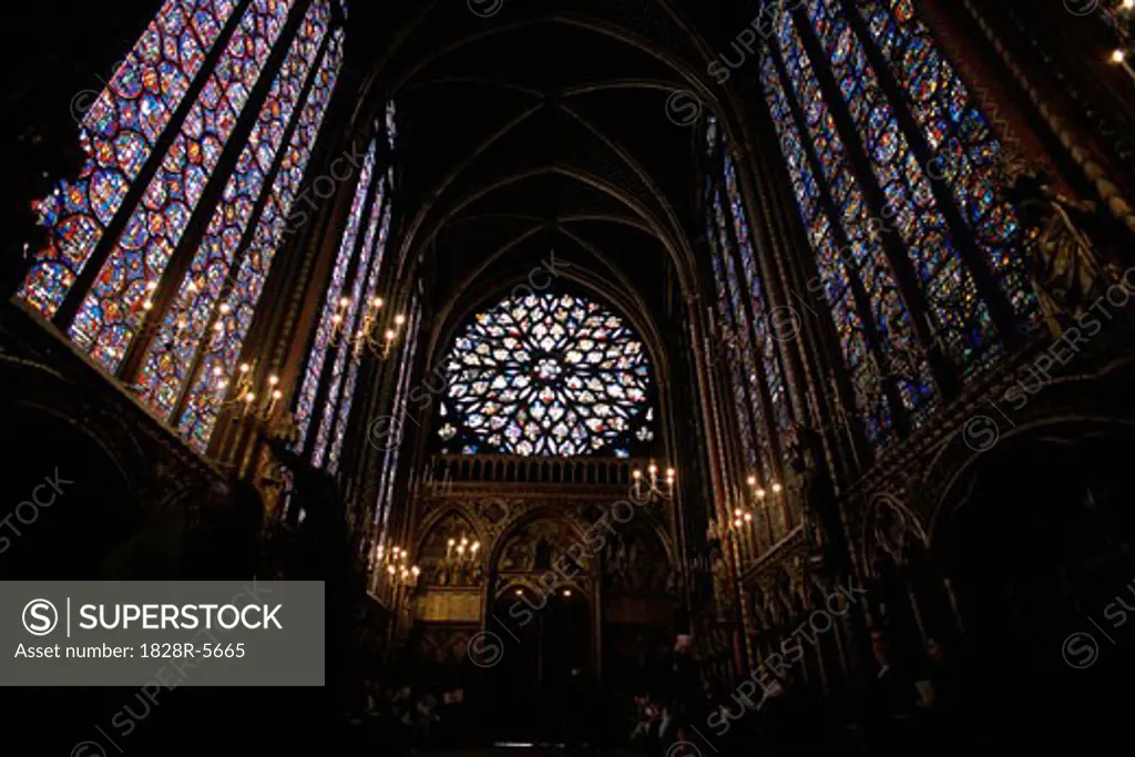 Interior of Ste. Chapelle Cathedral, Paris, France   