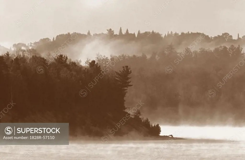 Morning Fog, Lake Baskatong, Quebec, Canada   
