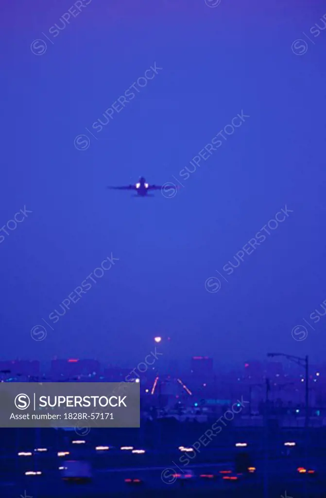 Plane over Highway 401, Mississauga, Ontario, Canada   
