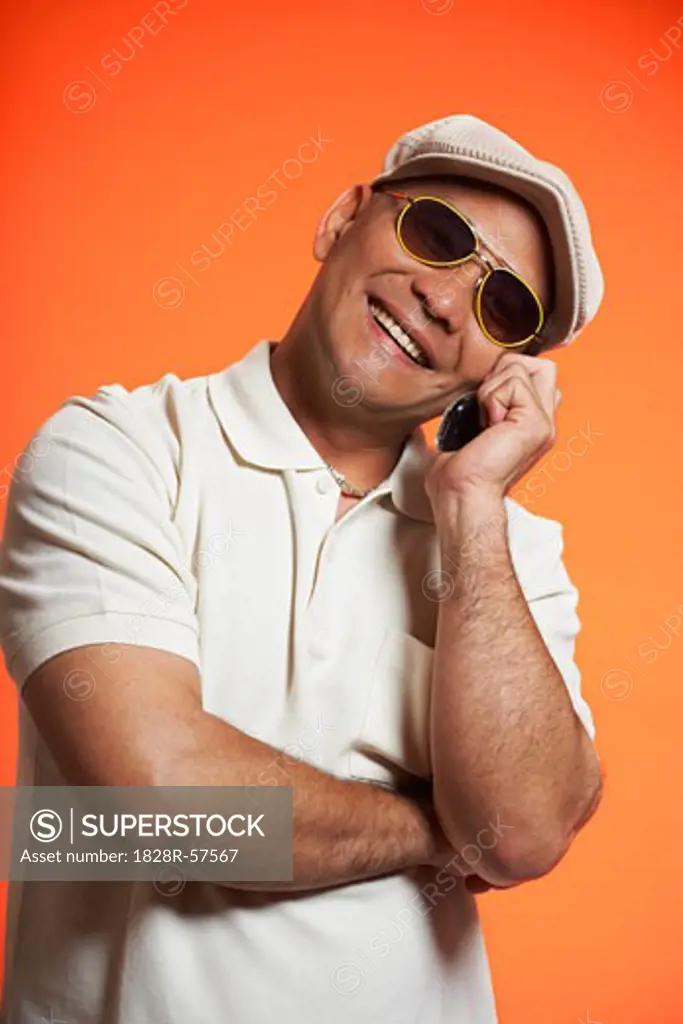 Man Using Cellular Phone   