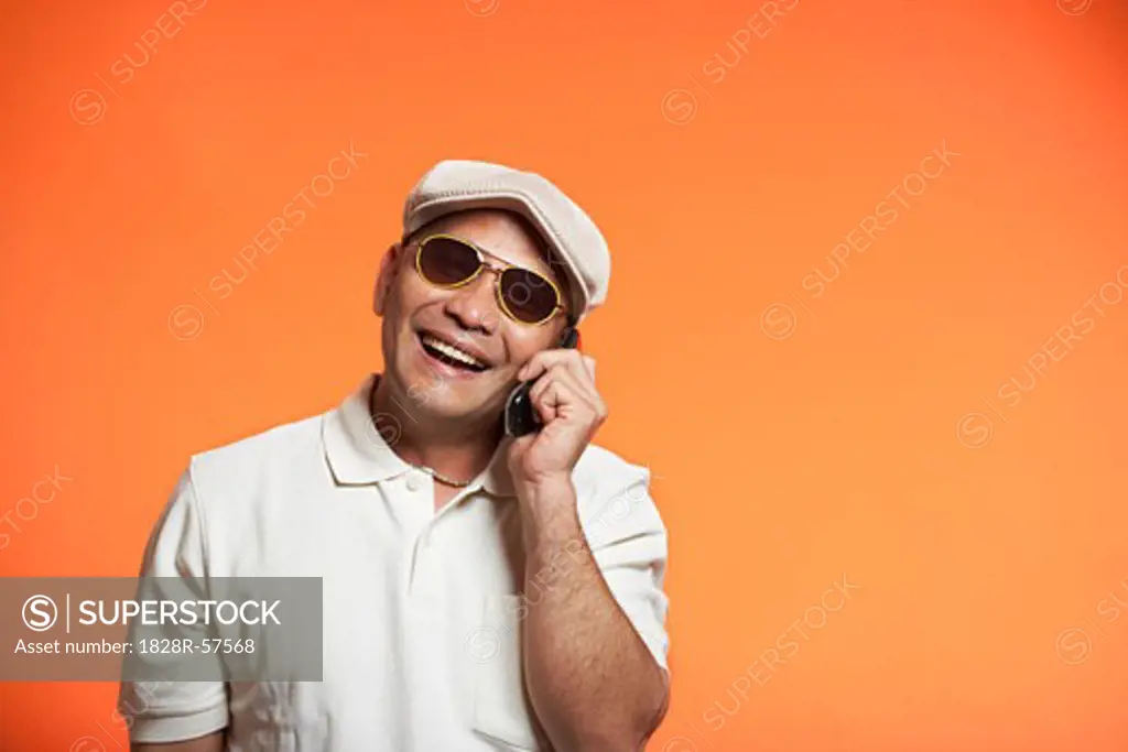 Man Using Cellular Phone   