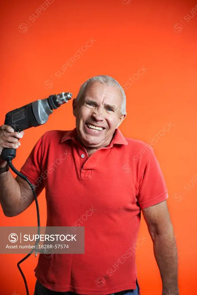 Angry Man With Power Drill   
