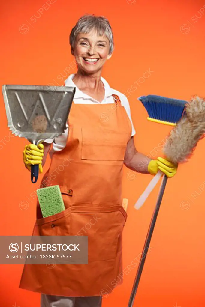 Portrait of Woman With Cleaning Products   