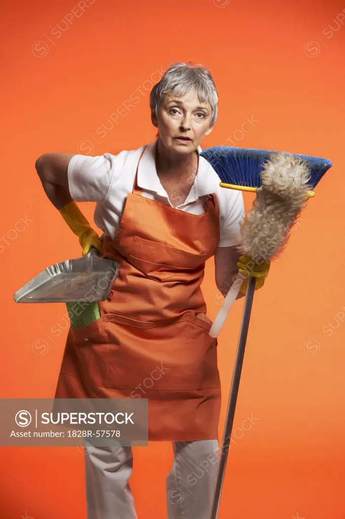 Portrait of Woman With Cleaning Products   