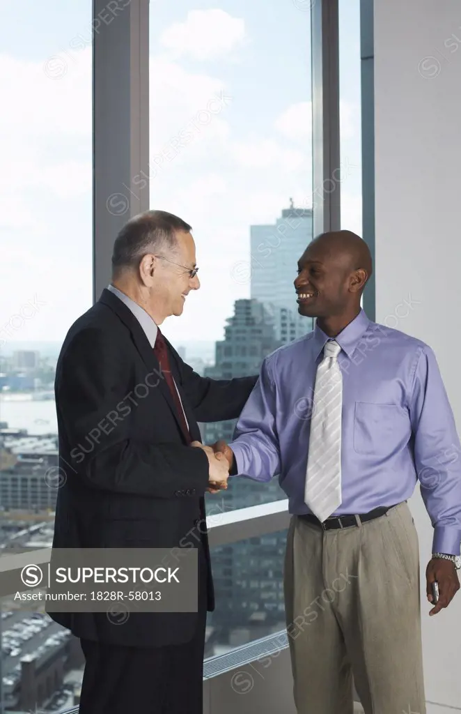 Businessmen in Office Shaking Hands   