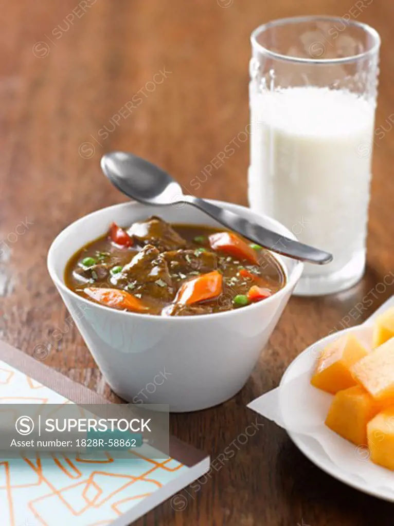 Beef Stew and Cantaloupe   