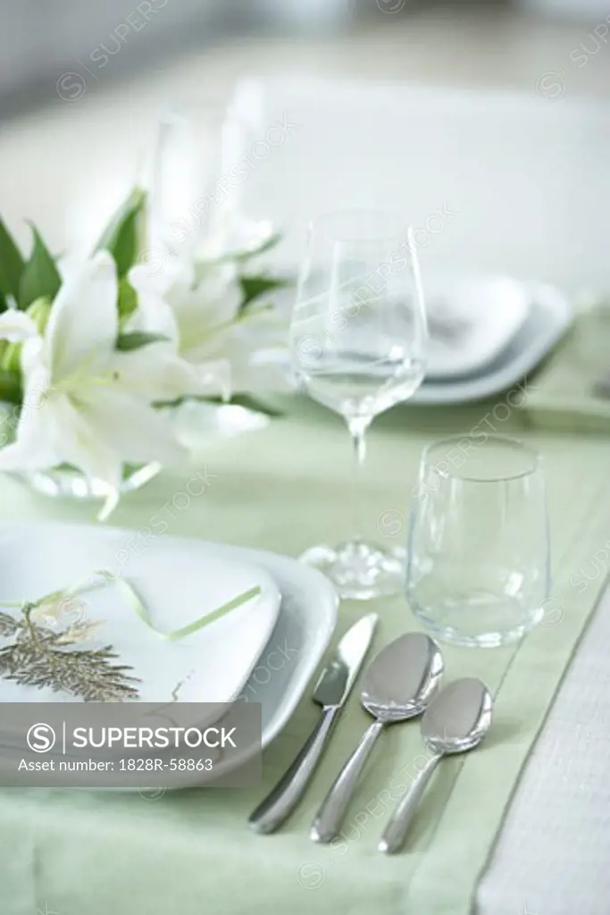 Table Setting With Lilies   