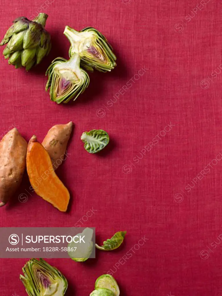Artichokes, Sweet Potatoes, and Brussel Sprouts
