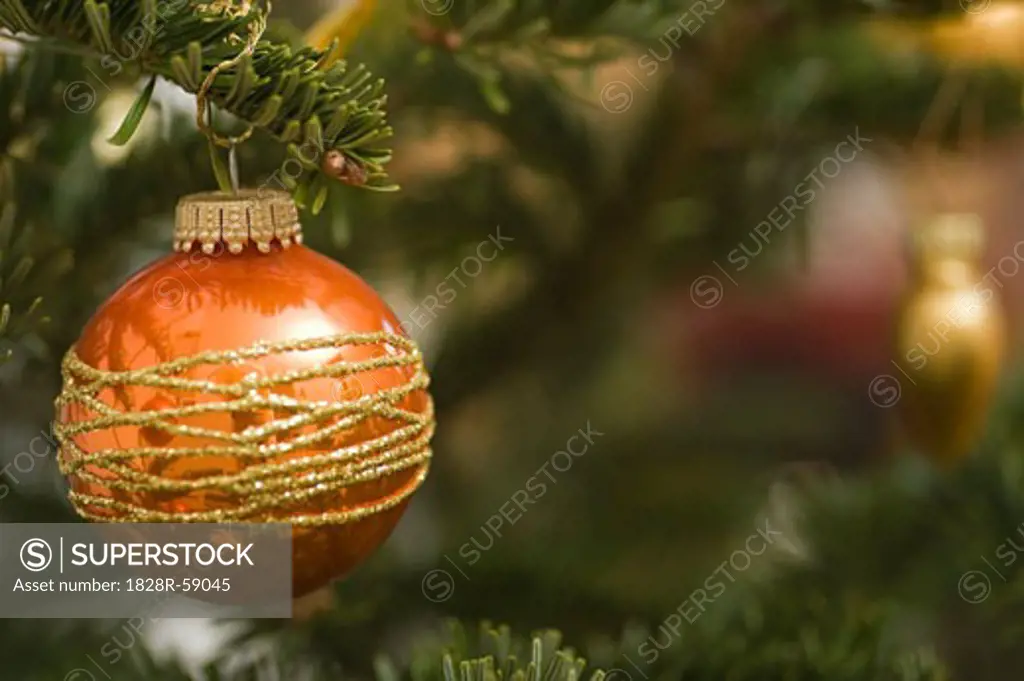 Close-up of Christmas Ornament on Christmas Tree   